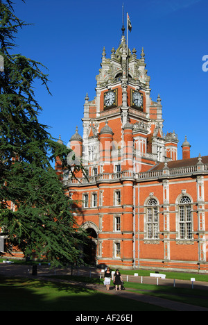 Porte principale, Royal Holloway (Université de Londres), Egham Hill, Egham, Surrey, Angleterre, Royaume-Uni Banque D'Images