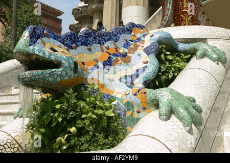 L'entrée du Parc Güell de Barcelone Banque D'Images