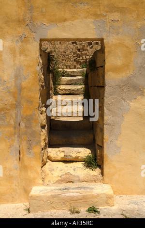 Porte, l'ancienne citadelle, Il-Kastell, Victoria (Rabat), Gozo, Malte. Banque D'Images