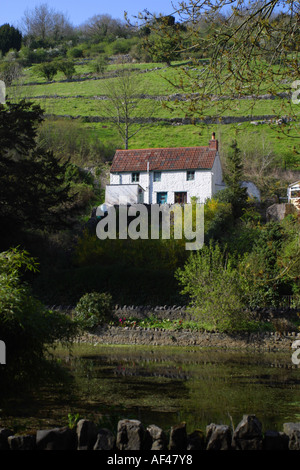 Les gorges de Cheddar Cheddar cottage dans Somerset Village à entrée aux gorges du cheddar en Angleterre Banque D'Images