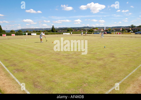 On joue au croquet Cheltenham GLOUCESTERSHIRE Angleterre Royaume-uni Croquet Club Banque D'Images