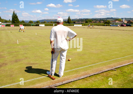 On joue au croquet Cheltenham GLOUCESTERSHIRE Angleterre Royaume-uni Croquet Club Banque D'Images