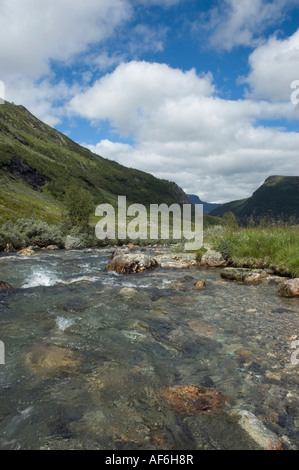 L''eau cristalline en Norvège, près de chemin de fer de Flåm et Myrtlefjord. Banque D'Images