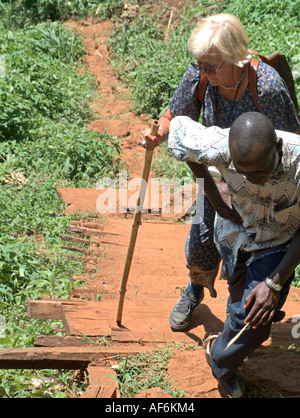 Randonnée sur les pentes du mont Elgon, dans l'Est de l'Ouganda Banque D'Images