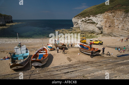 La pêche à coble North Landing Flamborough Yorkshire UK Juillet Banque D'Images