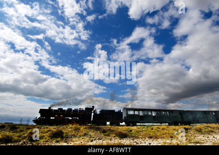 Miniature Romney Hythe et Dymchurch 15 inch gauge steam railway courses sur Romney Marsh, Kent. Banque D'Images