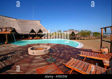 La piscine du Flamingo Bay Water Lodge sur la péninsule de Barra Banque D'Images