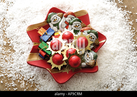 Plaque avec des bonbons de Noël Banque D'Images