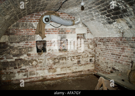 Poste de secours de la Première Guerre mondiale dans les caves sous l'océan Villas Les salons de thé, d'Auchonvillers, Somme, Picardie, France Banque D'Images
