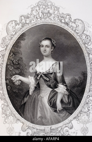 Martha Washington, Mme Martha Dandridge Custis Washington, 1731 - 1802. Épouse De George Washington. Banque D'Images