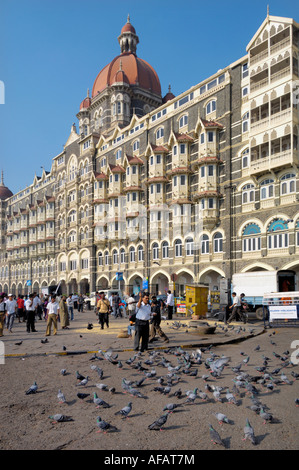 Alimentation Pigeon près de Taj Mahal Hotel 5 étoiles Mumbai Inde Banque D'Images