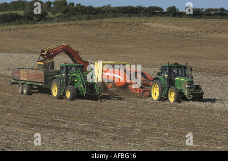 Récolte des pommes de terre à l'aide de machines modernes Août UK Banque D'Images