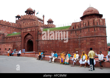 Entrée principale du Fort Rouge, New Delhi, Inde Banque D'Images