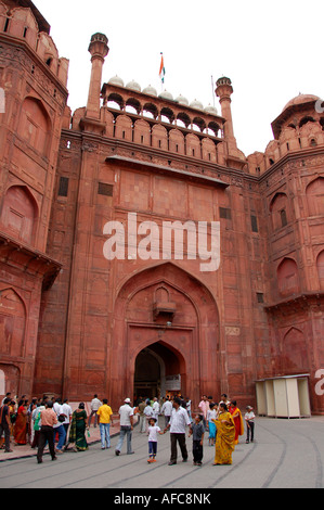 Entrée principale du Fort Rouge, New Delhi Banque D'Images