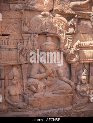 Roi lépreux de la sculpture sur pierre, Angkor Thom, Siem Reap, Cambodge Banque D'Images