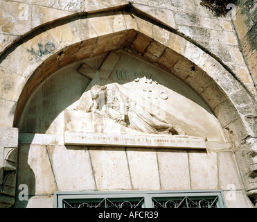 Géographie / voyage, Israël, Jérusalem, Via Dolorosa, carrefour, 9ème station, Jésus Christ est tombé la troisième fois, fresque, , Banque D'Images