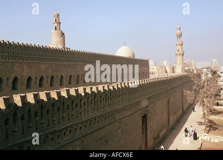 Géographie / voyages, Egypte, Le Caire, mosquée, mosquée Ibn Tulun, vue extérieure, mur, crenellate, minaret, religion, islamique, Banque D'Images