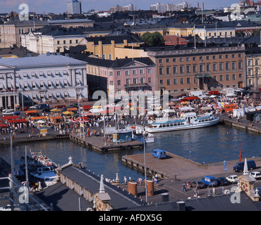 Place du marché, port du Sud, le sud de la Finlande, Helsinki, Finlande Banque D'Images