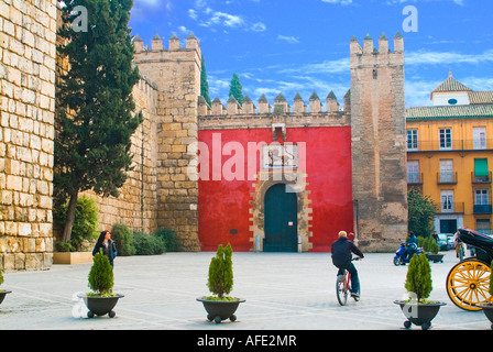 En dehors de l'Alcazar Royal Palace à Séville Andalousie Espagne Banque D'Images