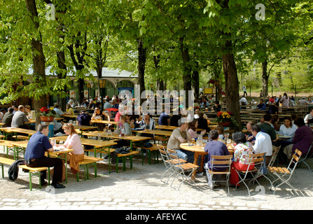 Allemagne Bavière Bayern Munich Munchen Hofbraukeller bier garden Banque D'Images