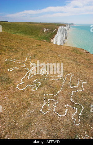 Dessins de galets de Seven Sisters Sussex Banque D'Images