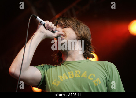 Le groupe de rock s'effectuer. Photo : le chanteur Danny Mcnamara. Banque D'Images