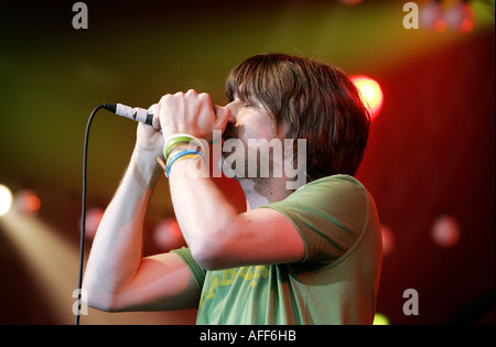 Le groupe de rock s'effectuer. Photo : le chanteur Danny Mcnamara. Banque D'Images