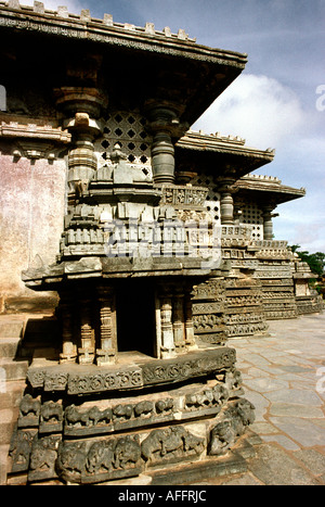 L'Inde Karnataka Halebid Hoysaleswara Temple Banque D'Images