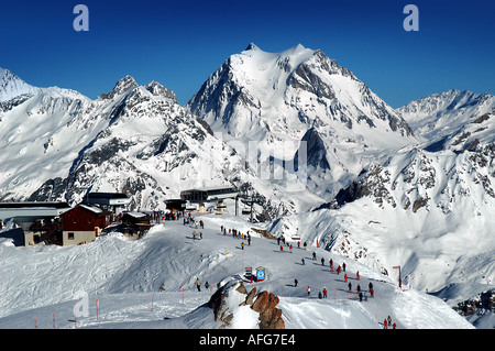 La Vizelle à partir de la Saulire, France en hiver Banque D'Images