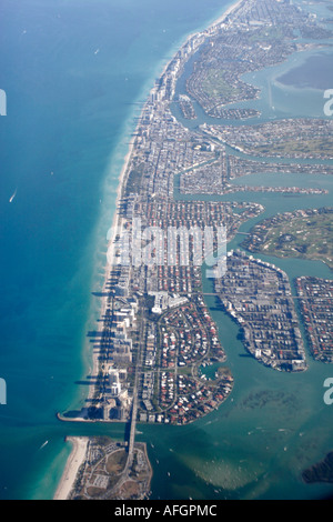 Miami Florida,Bal Harbour,port,Surfside,océan Atlantique,eau,Biscayne Bay,vu de,avion de ligne commercial avion avion avion,avion, avion, Banque D'Images