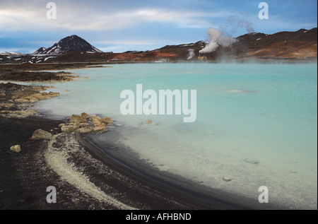 La diatomite Bjarnarflag et usine géothermique près du lac Myvatn Reykjahlid Islande du Nord EU Europe Banque D'Images