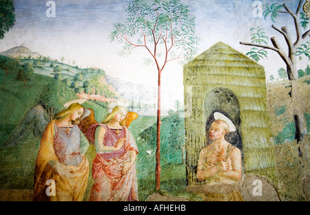 St Saint François d'assise avec des anges en plein air dans le parc de la Basilique de Santa Maria degli Angeli assisi ombrie italie Banque D'Images