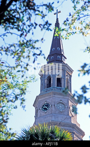 CHARLESTON EN CAROLINE DU SUD DE L'Église épiscopale St Philips avec des cloches Banque D'Images