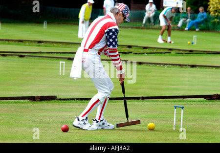 World Golf Championships Croquet Mik Mehas champion US en action Banque D'Images