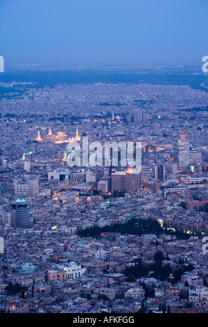 Vue sur le centre de Damas, au crépuscule, en Syrie Banque D'Images