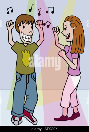 Garçon et une fille danser ensemble Banque D'Images