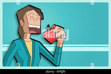 Close up of a woman eating an apple Banque D'Images