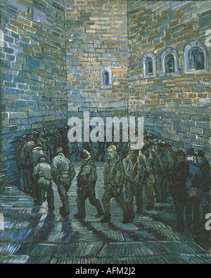 'Fine Arts, Vincent van Gogh, (1853 - 1890), peinture, 'la cour de la prison", 1890, huile sur toile, musée Pouchkine, Moscou, h Banque D'Images