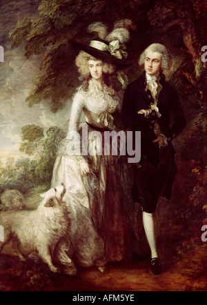 'Fine Arts, Gainsborough, Thomas, (1727 - 1788), peinture, 'Mr et Mme William Hallett (le matin à pied)' , 1785, huile sur en toile enduite Banque D'Images