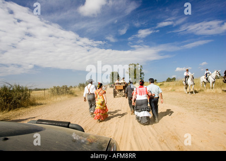 Pèlerins en route d'El Rocio Banque D'Images