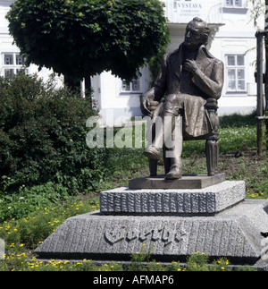 Goethe, Johann Wolfgang, 28.8.1749 - 22.3.1832, auteur/écrivain allemand, monument, sculpture de Vítezslav Eibl, 1993, Marianske Lazne, République tchèque, , Banque D'Images