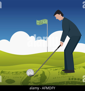 Businessman playing golf Banque D'Images