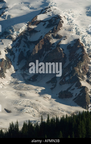 USA WASHINGTON, des Cascades, le Mont Rainier National Park, Paradise, FACE SUD, Glacier Nisqually Banque D'Images