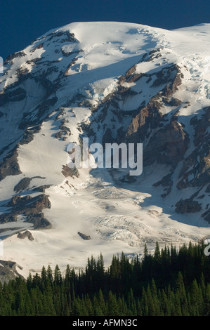 USA WASHINGTON, des Cascades, le Mont Rainier National Park, Paradise, FACE SUD, Glacier Nisqually Banque D'Images