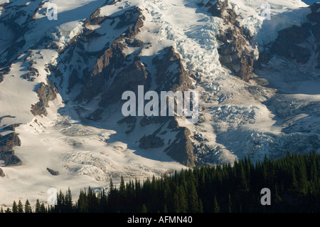 USA WASHINGTON, des Cascades, le Mont Rainier National Park, Paradise, FACE SUD, Glacier Nisqually Banque D'Images