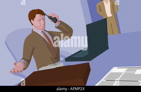 Woman holding a telephone sans fil Banque D'Images