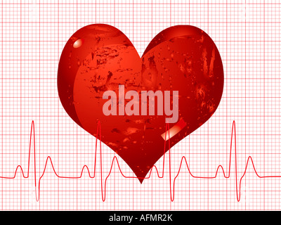 Illustration d'une formation médicale montrant un battement de coeur sur un ecg Banque D'Images