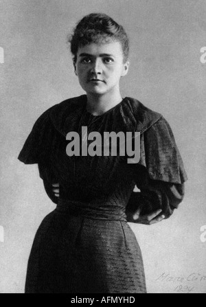 Curie, Marie, (eig. Marya Sklodowska), 7.11.1867 - 4.7.1934, chimiste polonais, demi-longueur, 1894, Banque D'Images
