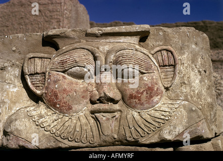 Géographie/voyage, Egypte, religion, chef de dieu Bes, relief, temple Hatthor, Dendera, période ptolemaique, 323 - 30 avant J.-C., monde ancien, beaux-arts, sculpture, historique, monde ancien, Banque D'Images