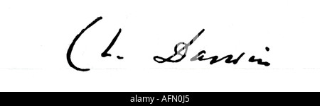 Darwin, Charles Robert, 12.2.1809 - 19.4.1882, naturaliste britannique, sa signature, Banque D'Images